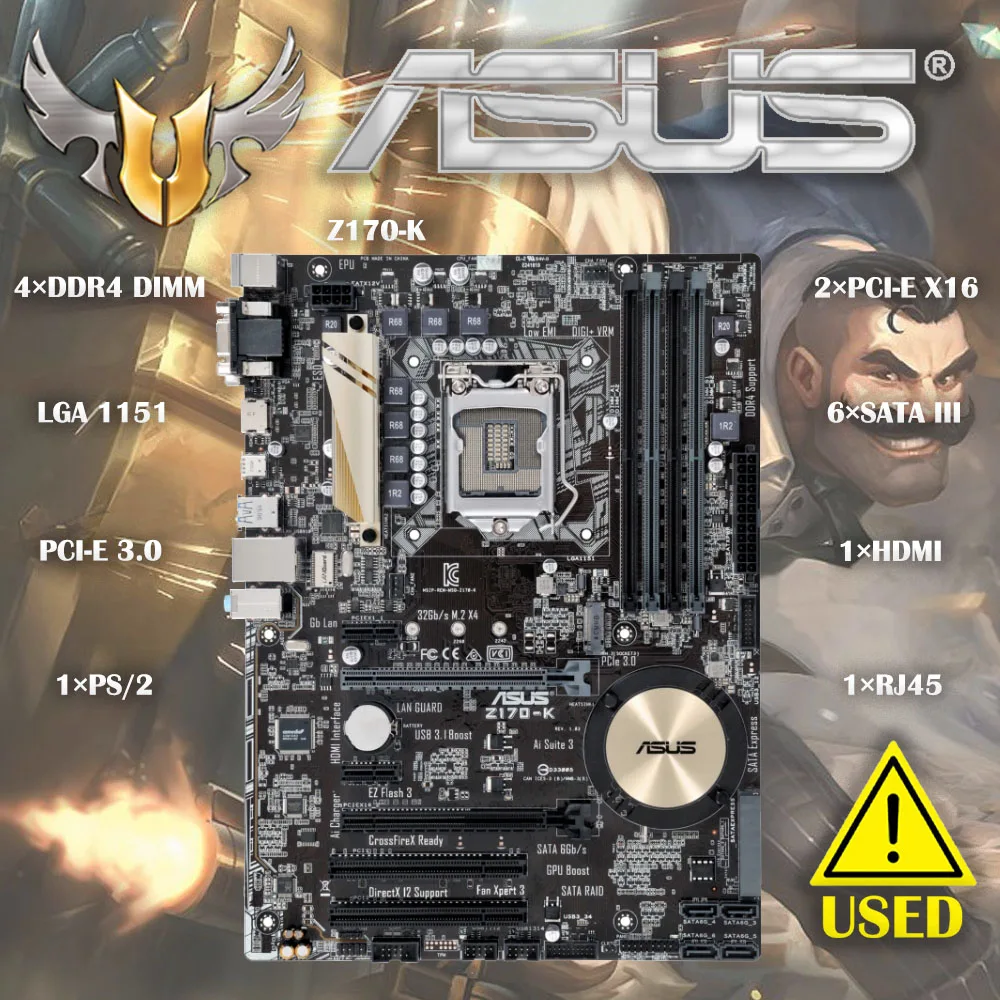 

Десктопная Материнская плата Asus Z170 Socket LGA 1151 i7 i5 i3 DDR4 32G SATA3 USB3.0 ATX материнская плата