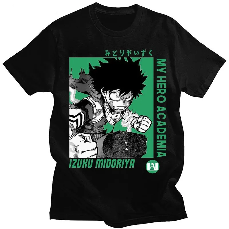 Camiseta de My Hero Academia para hombre, Izuku Midoriya Deku, estampado de Anime japonés, verano, niño, niños, manga corta, ropa para padres e hijos
