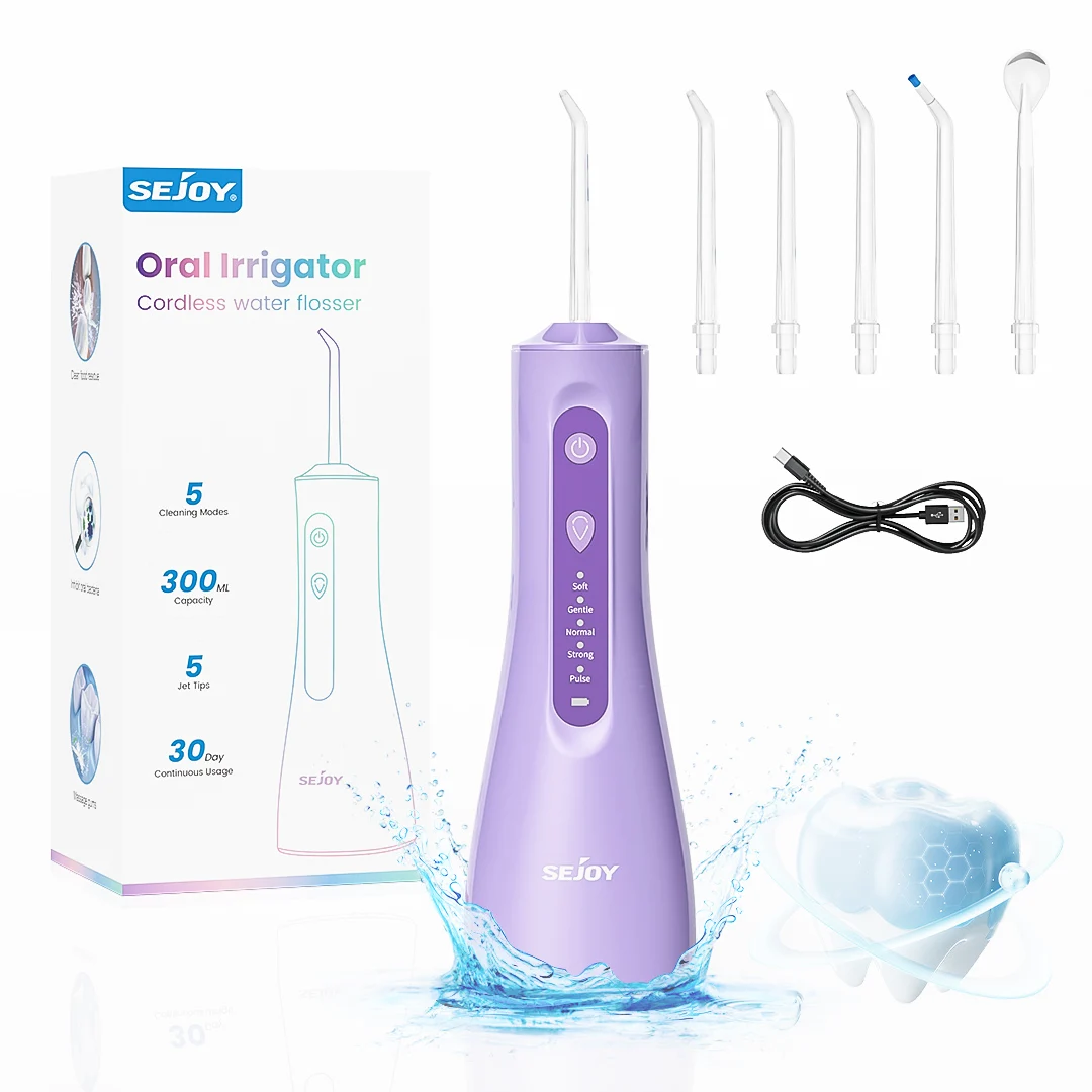

Sejoy WF401 Стоматологический ирригатор для полости рта, ирригатор для воды, стиральная машина для зубов, 5 насадок, 5 режимов, перезаряжаемая портативная зубная нить