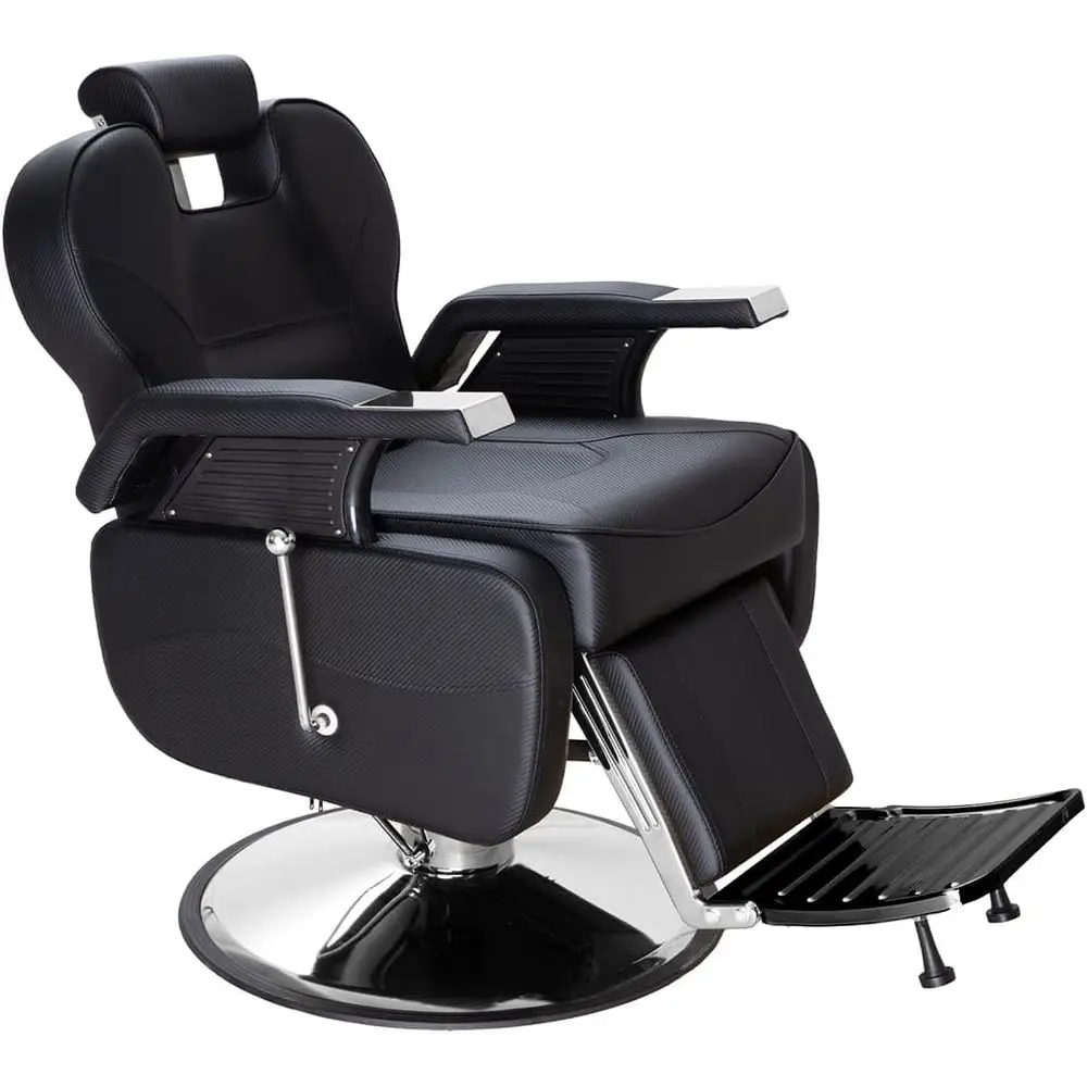 

Стильное, прочное гидравлическое парикмахерское кресло для салонов и домашних студий (черное и серебристое)