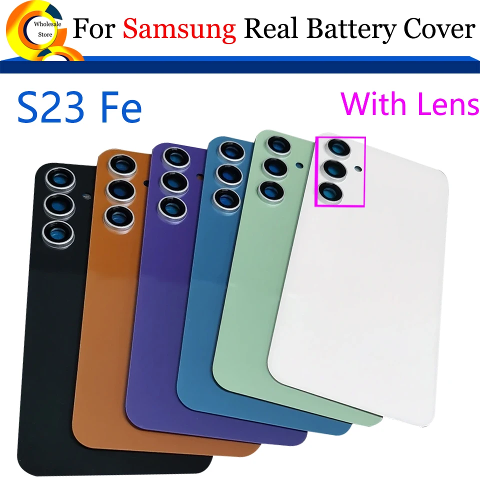 

10Pcs/Lot S23FE Battery Back Cover For Samsung Galaxy S23 FE S711 SM-S711B Housing Real Door Case With Lens Replacement