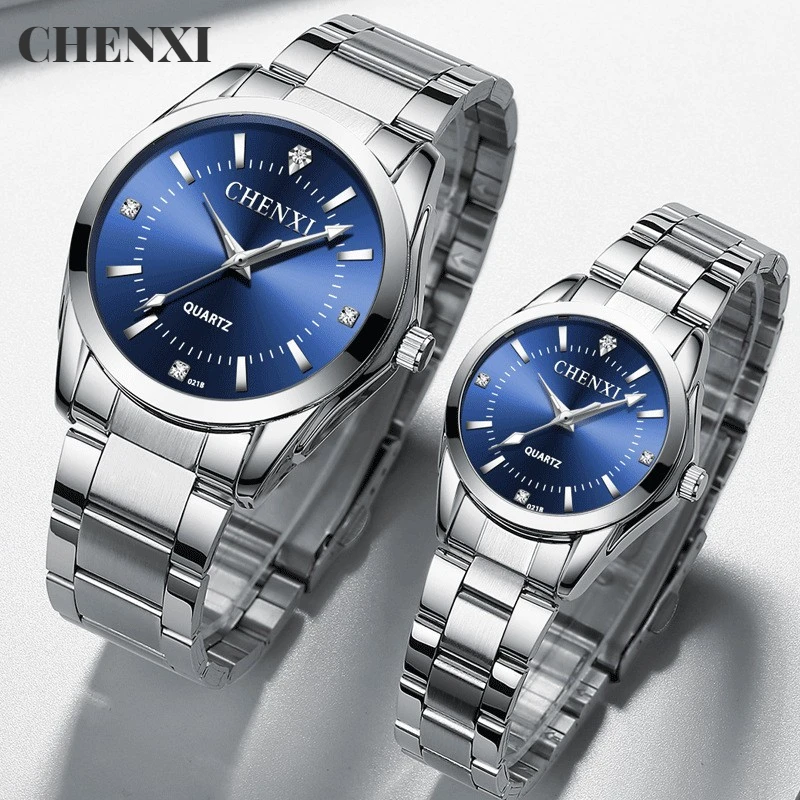 Chenxi Top Marke Paar Uhr Einfache Klassische frauen Mann Voller Edelstahl Steelwaterproof Quarz Für Liebhaber Uhr Relogio Masculino