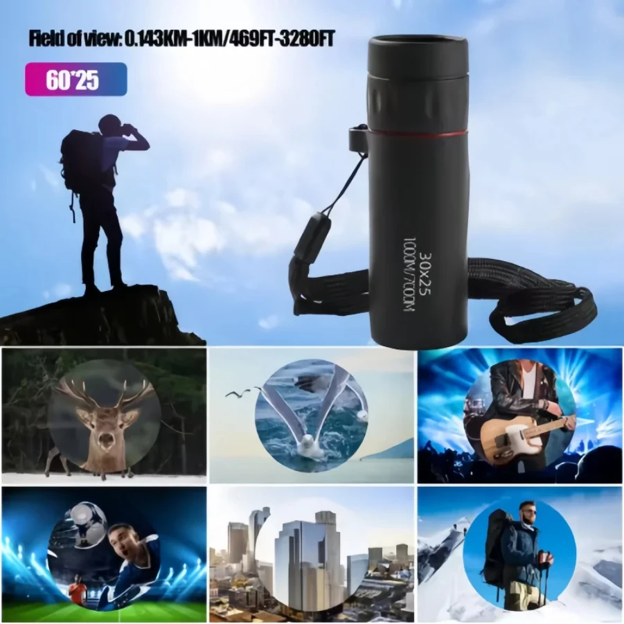 2000x25x monocular telescope, high power high definition night vision outdoor portable tripod bracket for mini telescope