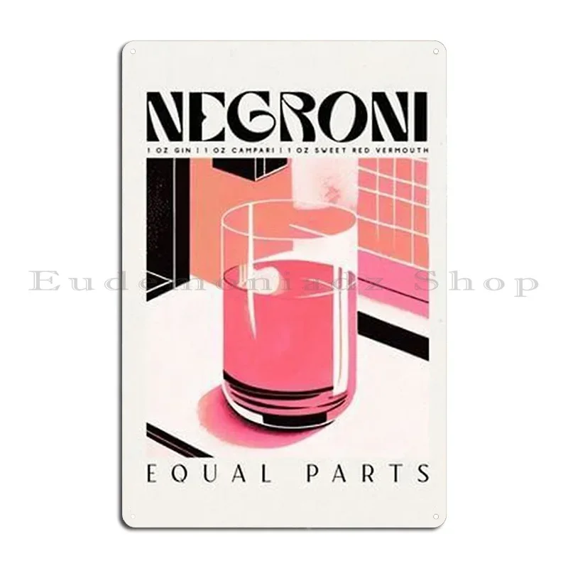 Negroni Cocktail Metal Plaque Poster Pub Poster Plaques Club Printed Tin Sign Poster