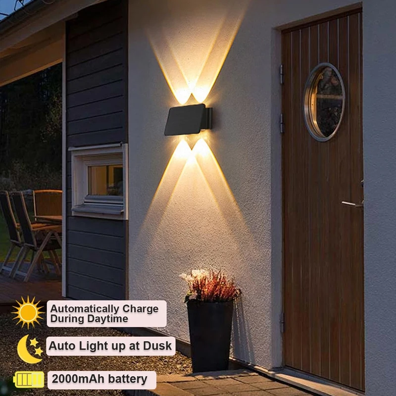 4 Led Solar Light Decoration Downward Zewnętrzna lampa ścienna Reflektor Floodlight Od zmierzchu do świtu Oprawa oświetleniowa zewnętrzna Jasna