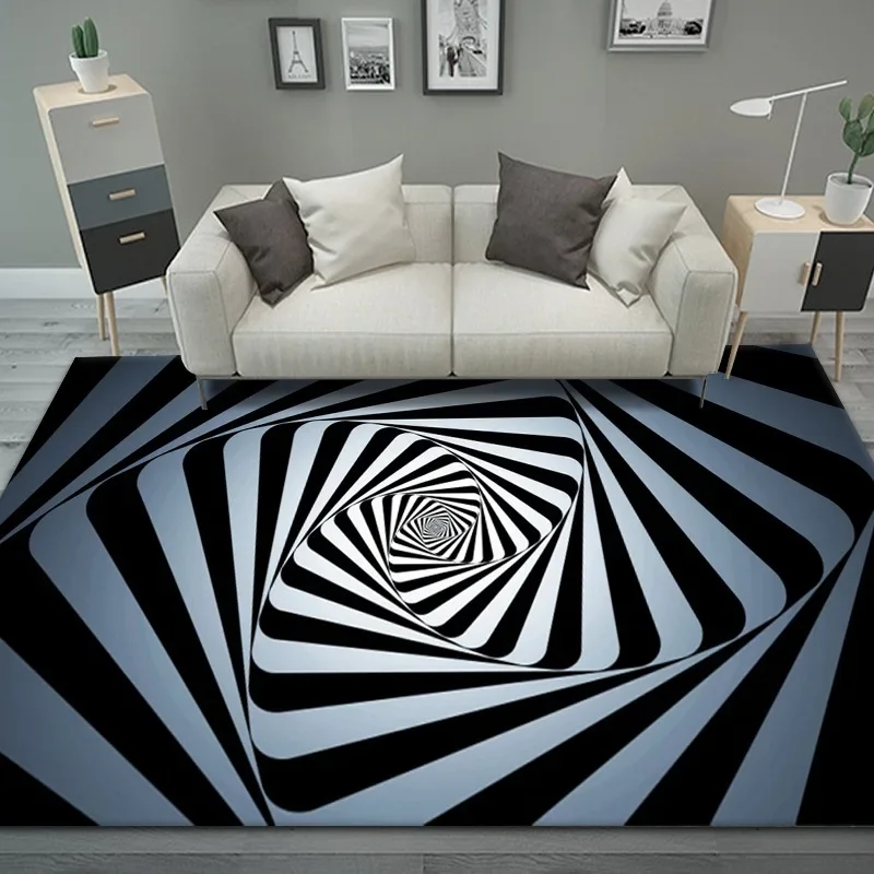 3D Vortex Illusion Carpet Entrance Door Floor Mat Abstract Geometric Optical Doormat Non-slip Floor Mat Living Room Decor Rug