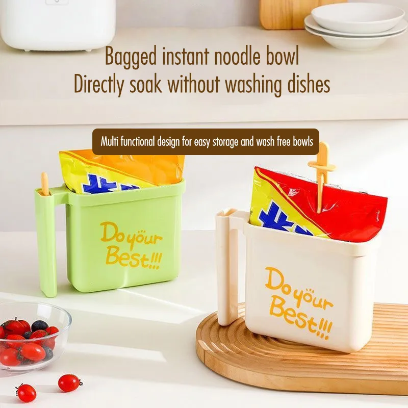 No-Wash Instant Noodle Bowl Direct Soaking Disposable Bag High-Temperature Resistant Noodle Bowl Fork Essential For Slackers