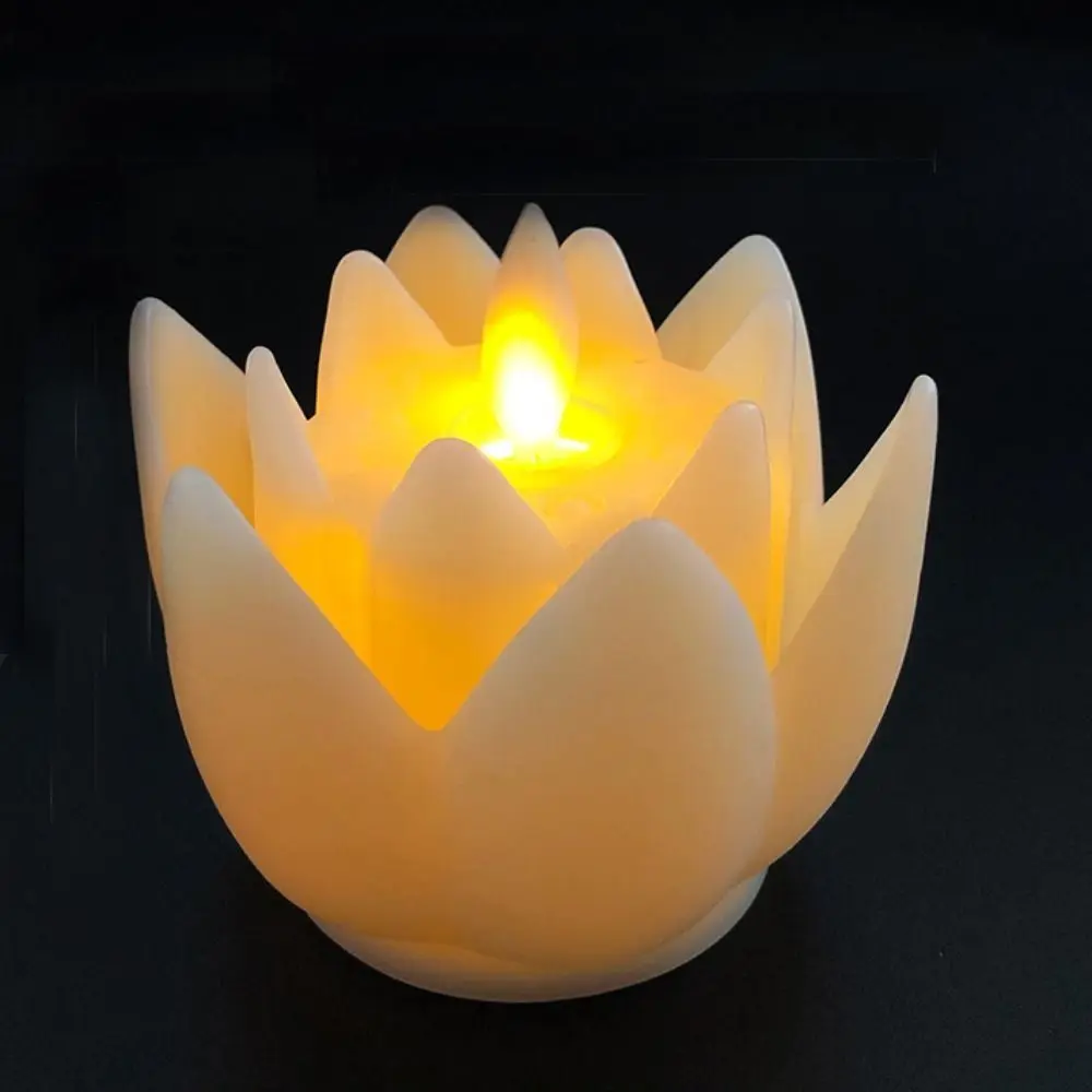 Plastic Lotus Lamp Creative Flickering Electronic Candle Lamp Colorful Exquisite Tea Lights Festival Celebration