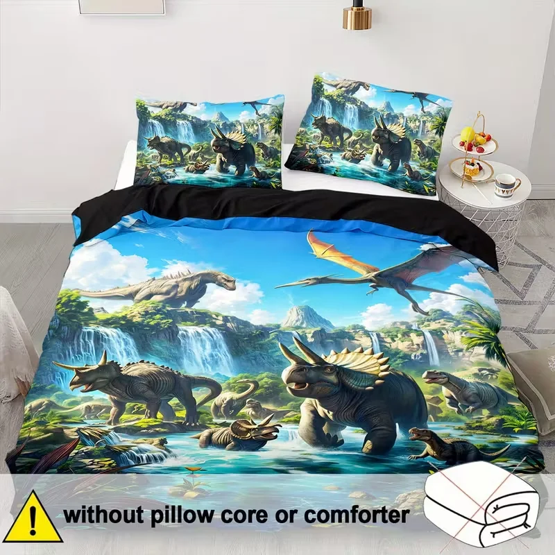 

3pcs Dinosaur Duvet Cover Set Soft and Comfortable 3D Dinosaur Bed Set Twin Bed Twin Bed Bedding Set Bedroom Decor