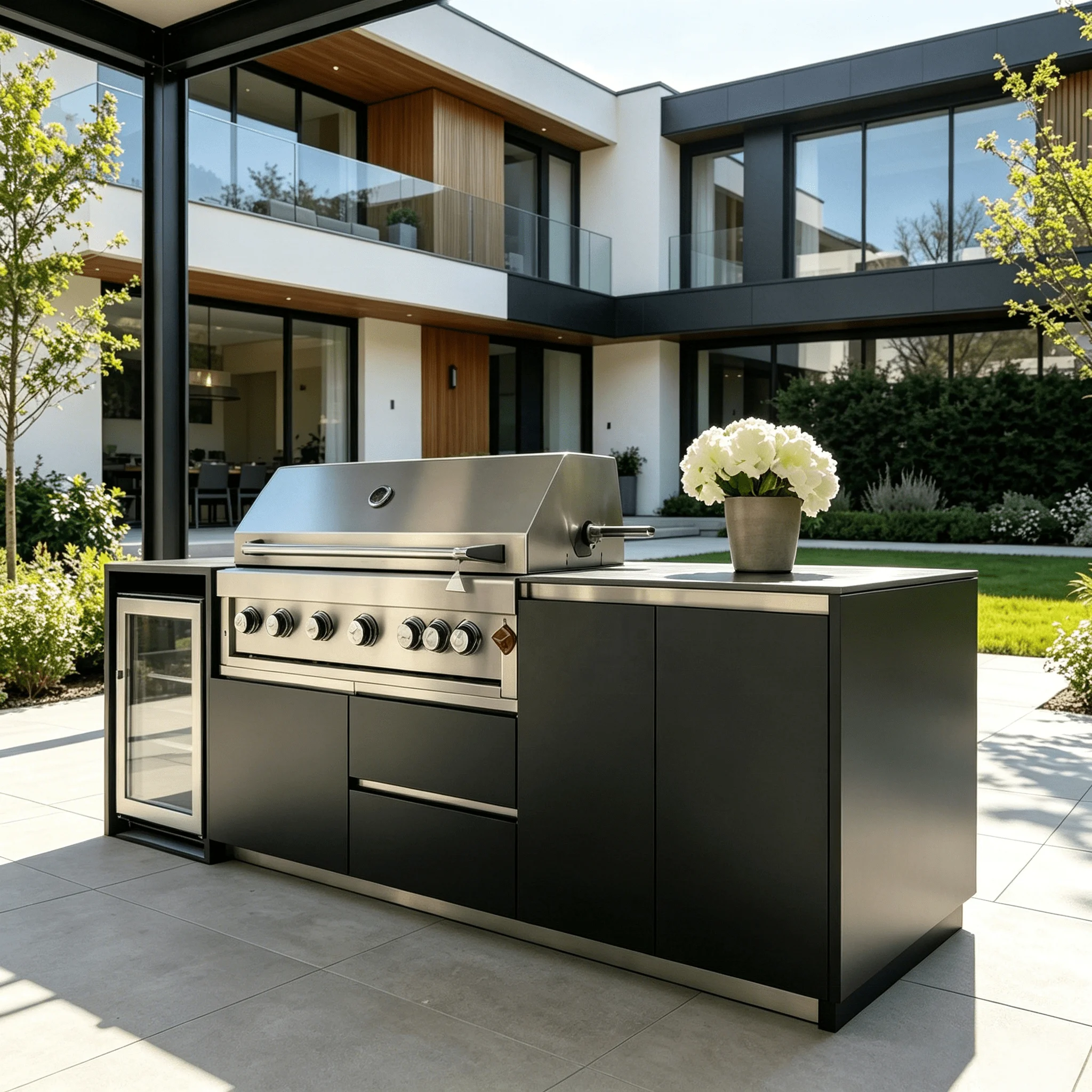 Modular Outdoor Kitchen Storage Cabinet-Weather-Resistant 304 Stainless Steel With Drawer Basket For BBQ Use