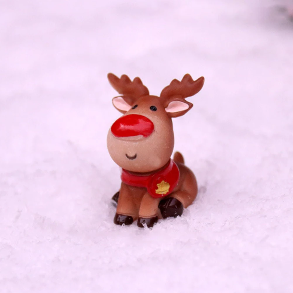 

6 Pcs Miniature Xmas Decorations Resin Santa Snowman Figures DIY Home Office Party Supplies Christmas Craft Accessories