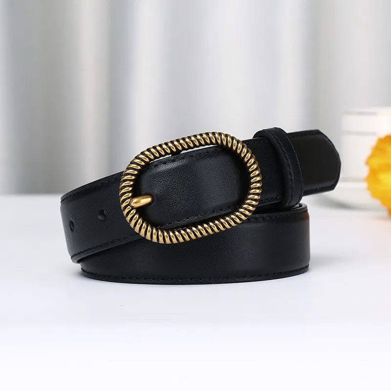 28CM wide leather pin belt for women simple fashionable and versatile Pure casual school style