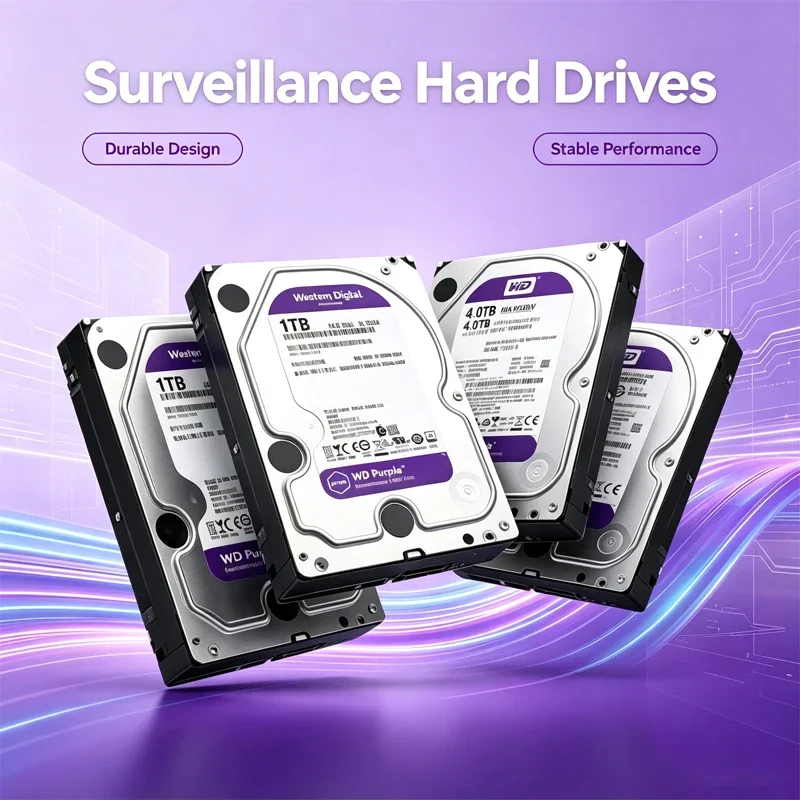 Western Digital WD Purple HDD 1TB 2TB 3TB 4TB SATA 6.0Gb/s 3.5" Hard Drive Disk For Security System Video Recorder Ssd Hard Disk
