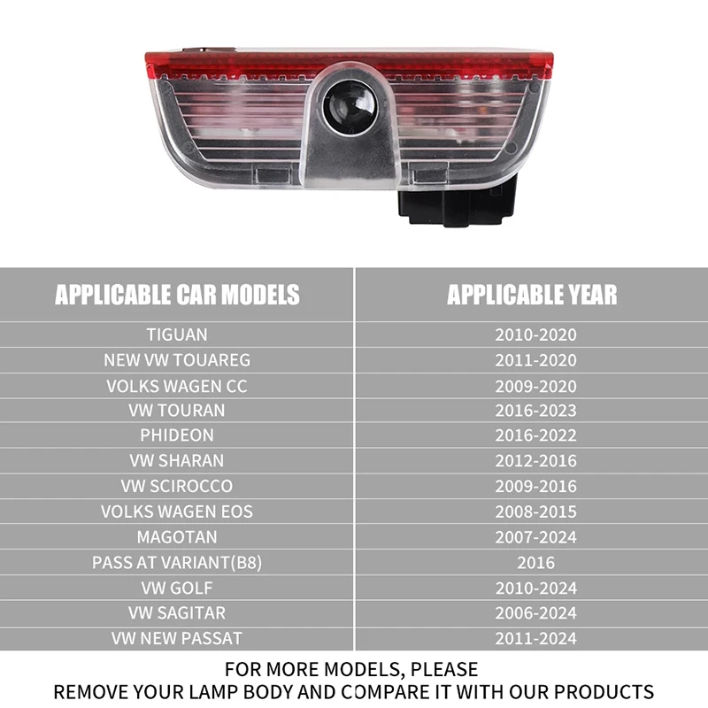 Led Car Door Logo Welcome Light Projector Lamps Accessories For VW GTI Scirocco Polo Golf Passat Tiguan Arteon Touran EOS CC view 2
