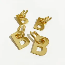 Peri'sBox 2 Sizes Thick Letter B Dangle Earrings for Women Bold Gold Color Geometrical Initial Hanging Earrings Celebrity Style