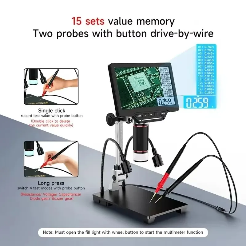 AIXUN DM23 Electronic Digital Microscope With Multimeter Measurement 10 Inch Large Screen Display For BGA Soldering Tool