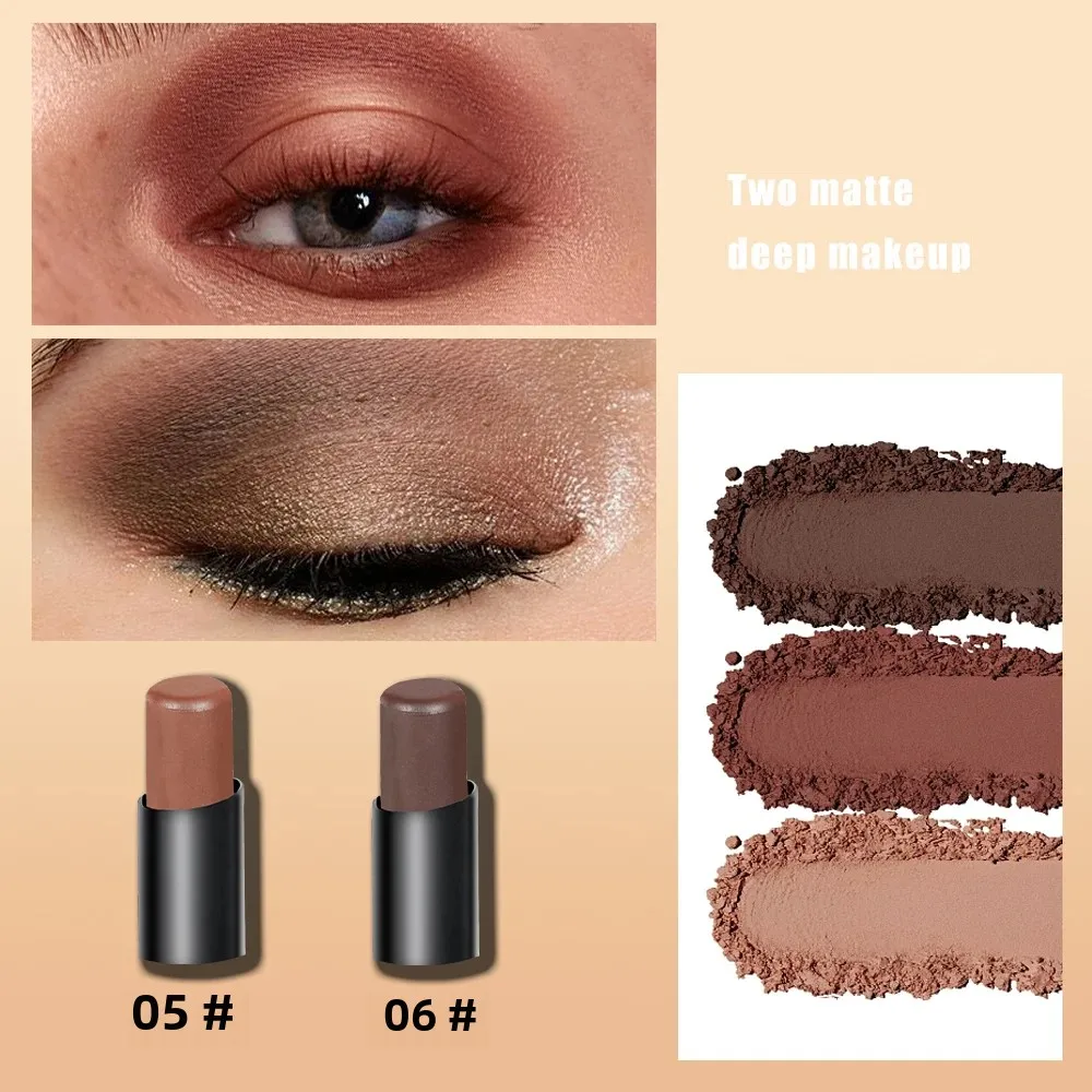 6-farbiger wasserfester Lidschattenstift, neutraler Lidschattenstift, mit glänzender und glänzender Augenkosmetik