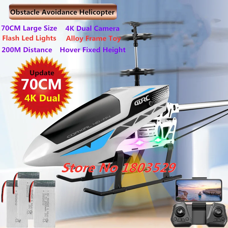 

70cm Obstacle Avoidance Helicopter With 4K Dual Camera Fixed Height Hovering 200M Distance 2.4G RC Aircraft With Flash Led Light