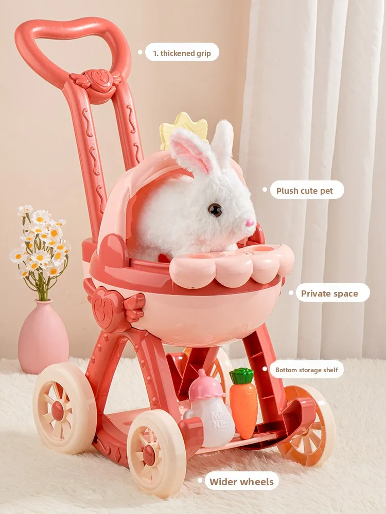 子供用 Plu おもちゃ ペット ハンドプーカート ウサギ人形 女の子の最初の誕生日プレゼント Eonal Toys 女の子 キッズ プレイセット