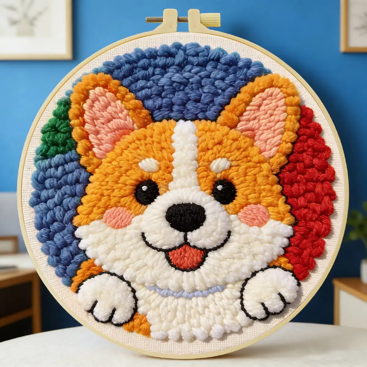20X20CM/7,87 Zoll Hund Punch Needle Stickerei-Set Kit Stickerei Gestrickte Stickerei DIY Handgemachtes Geschenk Bastelmalerei – Detail 6