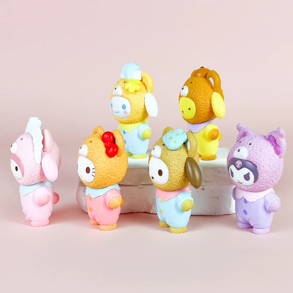 Anime Figuur Sanrio Blind Box Latte Familie Kulomie Melodie Pacha Hond Tide Speelmodel Meisje Hart
