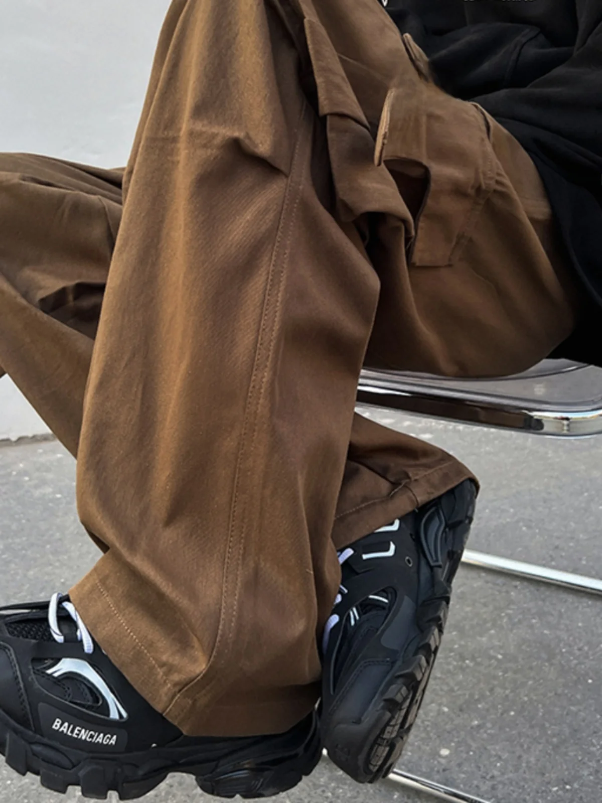 

Мужская повседневная рабочая одежда, брюки High Street Trend, прямые брюки, свободный крой, осень-зима, модные прямые брюки-трубы