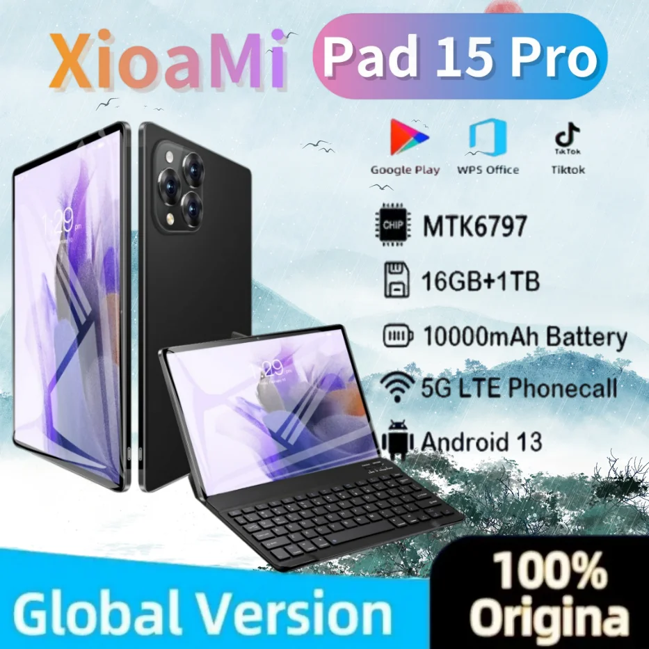 Global Edition Xioami Pad 15 Pro Tablet 16GB RAM 1TB ROM Android 13 11 inch 5G Bluetooth 5.0 GPS Travel Out Lightweight Notebook