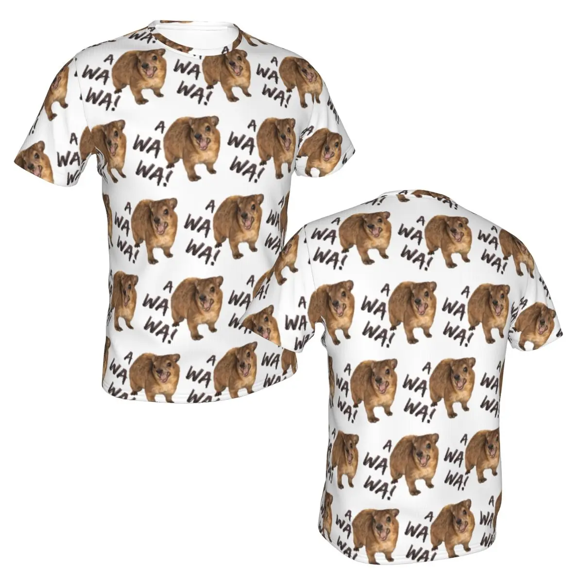 100% Cotton Awawa Angry Screaming Rock Hyrax Meme T-Shirt Men's Classic T Shirt Men Round Neck Summer Shirts Tops