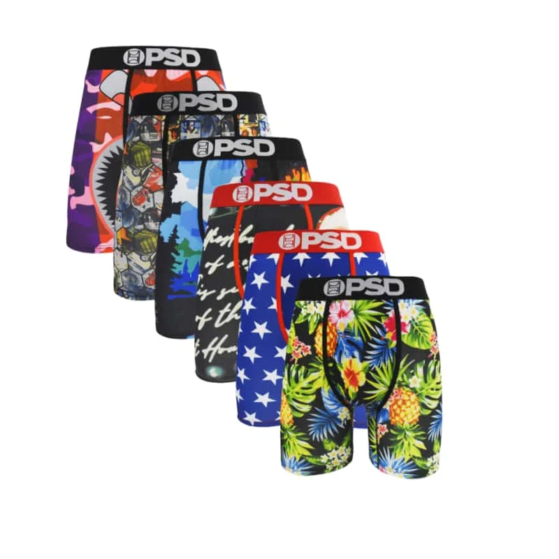 6Pcs Sexy Men Underwear Boxer Short Fashion Print Male Underpants Breathable Men Panties Lingeries Plus Size Men's Boxer Briefs