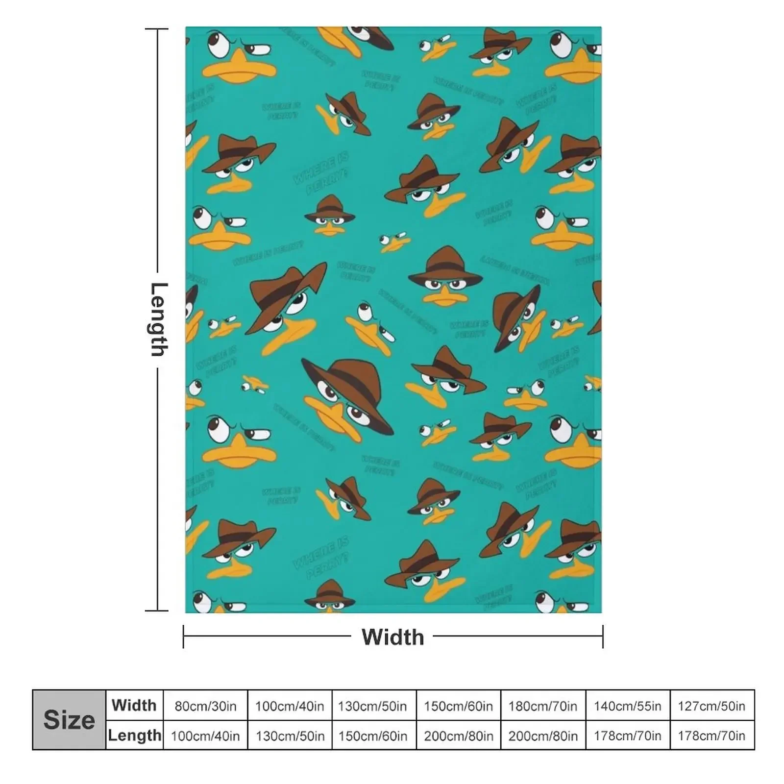 Perry The Platypus Throw Blanket Plush warm winter Plaid on the sofa Warm Blankets