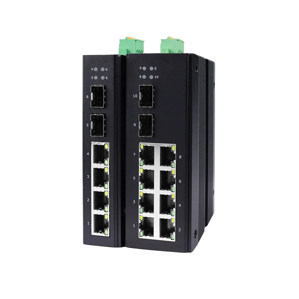 

Industrial PoE L2 Managed Switch 4/8 Port 10/100/1000Mbps + 2 Port Gigabit SFP Slots DIN-Rail IP40 Support VLAN SNMP QoS