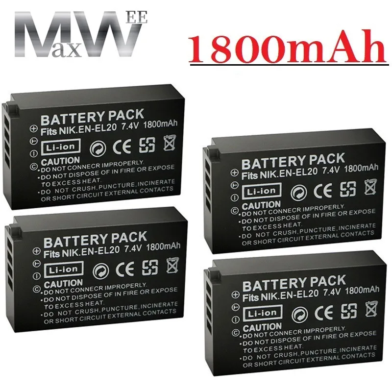 Upgrade1800mAh EN-EL20a EN-EL20 Li-ion Battery For Nikon EN EL20 EL20a Coolpix P1000 1 j1 1 J2 1 J3 1 S1 1 V3 A A 1 AW1 Battery