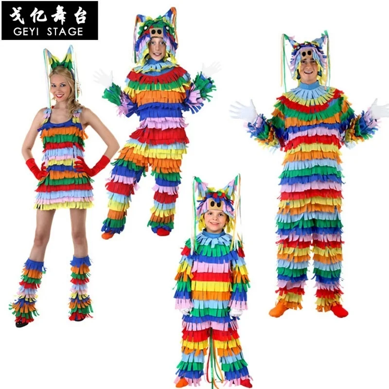 new family Colorful cans Girls Cosplay Costume Halloween Outfit Adult Women gift for kid Fantasia Party Fancy Dress