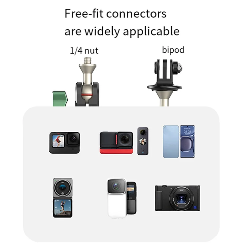 A003 دراجة نارية دراجة قوس مزدوج الكرة رئيس الذراع السحري ل Gopro 12 عمل كاميرا استبدال الملحقات