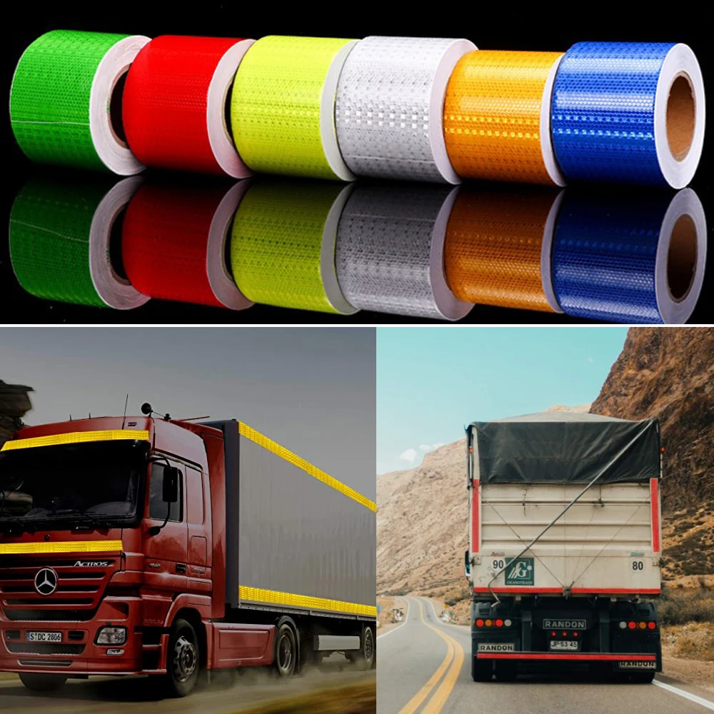 Waterproof Reflective Tape 4inch*17FT Conspicuity Adhesive Safety Strips High Visibility Arrow Hazard Warning Reflector Stickers