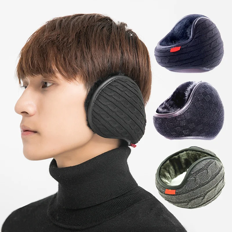 Soft Thicken Men Winter Velvet Keep Warm Fur Fleece Earmuffs Fashion Plush Cloth Wrap Cover Ear Muff Band Warmer Earflap