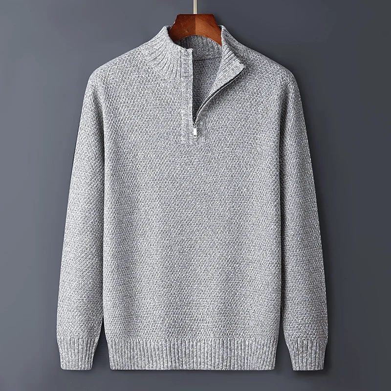 

High Quali Autumn Winter Knitted Sweater Men's Youth Korean Sle Faionable Comfortable Soft Stand Collar Overhead irt