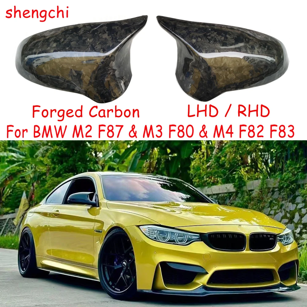 For BMW M2 F87 2018-2022 M3 F80 M4 F82 F83 2014-2020 Forged Carbon Fiber Replacement Side Door Mirror Caps Covers LHD & RHD