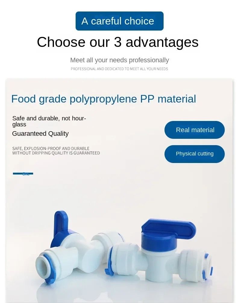 صمام لولبي RO Water Straight Plastic Ball Valve 1/4\ الماء والبخار — تفصيل 3