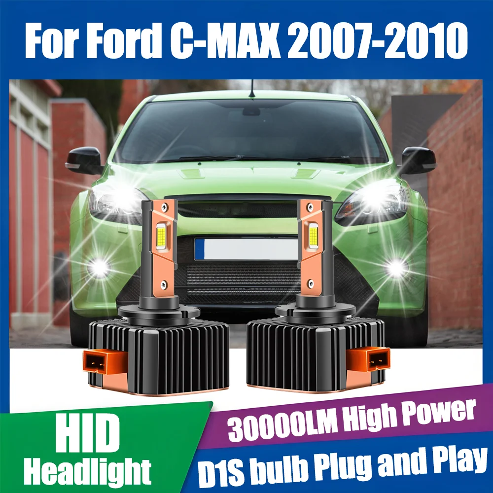 

2PCS D1S Auto HID Xenon Lights Canbus LED Headlamps Bulbs 30000LM 120W 6000K White Plug&Play 12V For Ford C-MAX 2007-2010 2008