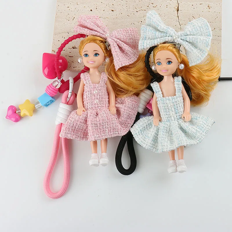 

Cute Bow Headdress Girl Princess Doll Pendant Keychain Fashion Small Fragrant Wind Dress Princess Doll Backpack Decor Party Gift