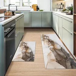VIKAMA Marble Tie-dye Style Diatomite Carpet Household Kitchen L-shaped Water-absorbent Floor Mats Bathroom Non-slip Floor Mats