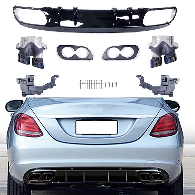 Fit for Mercedes-Benz C-Class W205 2014-2021 Executive Edition Normal Edition modified c43 c63 Bumper Diffuser lip with exhaust