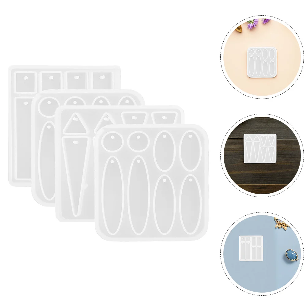 

4 шт., силиконовые формы для эпоксидной смолы для серег, кулонов, изготовления ювелирных изделий, геометрических форм, набор для рукоделия, прочный, гладкий, демонтирующий