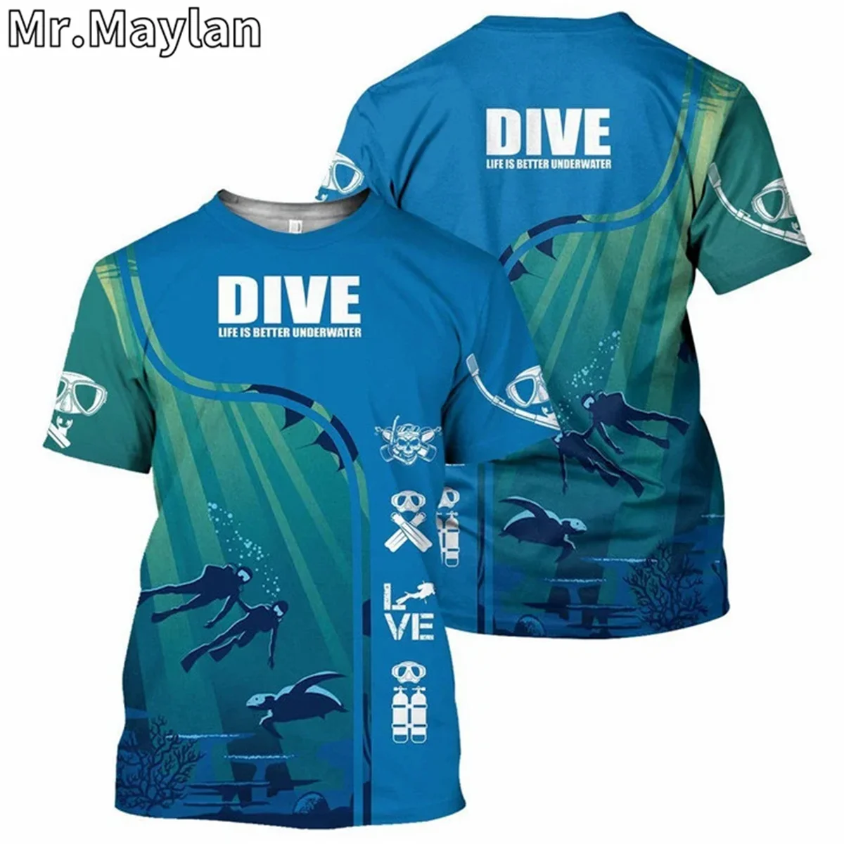 CUSTOM SCUBA DIVING COSTUME COSPLAY 3D T-shirts for Men/women Casual Streetwear Tshirt Oversized 5XL 6XL Boys Gift Clothes P-088