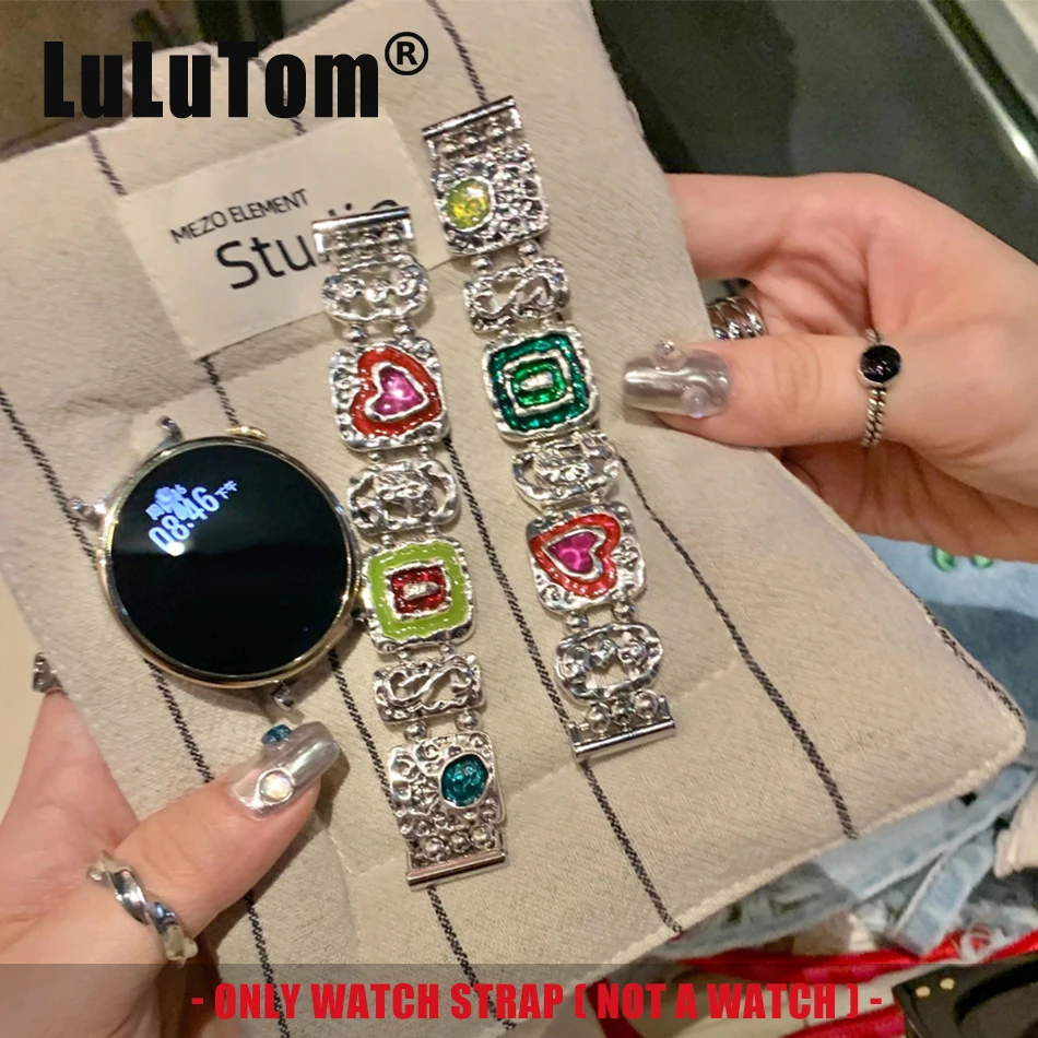 

Винтажный рельефный металлический ремешок в стиле панк для Samsung Galaxy Watch 7 6 5/Pro/4 Classic 44/40/46 мм 20 мм/22 мм ремешок для Huawei Watch GT 4 3 2