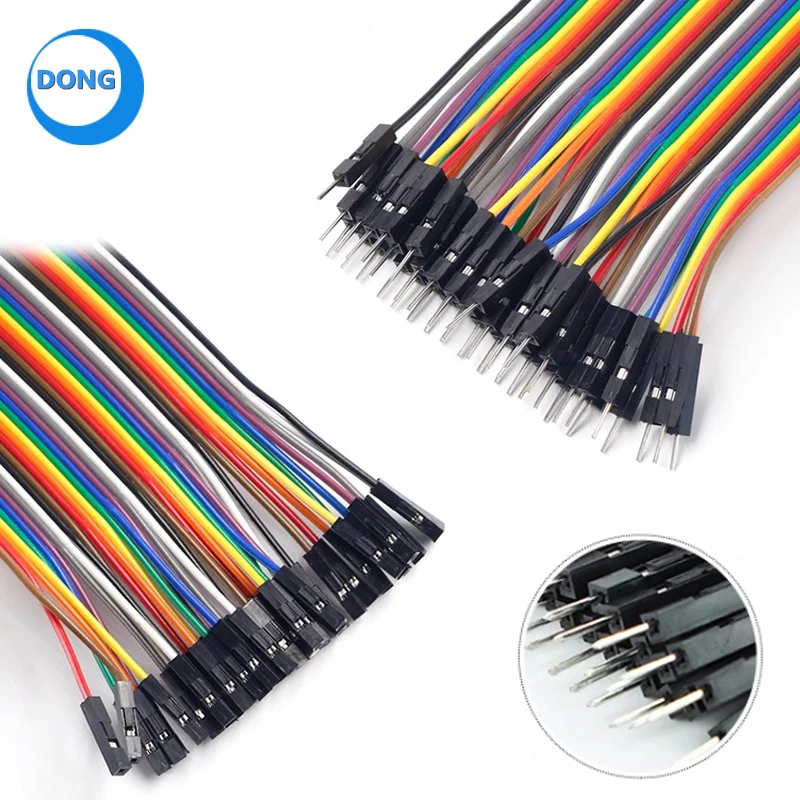 Macho para macho Breadboard Conexão Jumper Wires, Dupont Wire Cable para Arduino Prototipagem, 20cm, 40Pcs