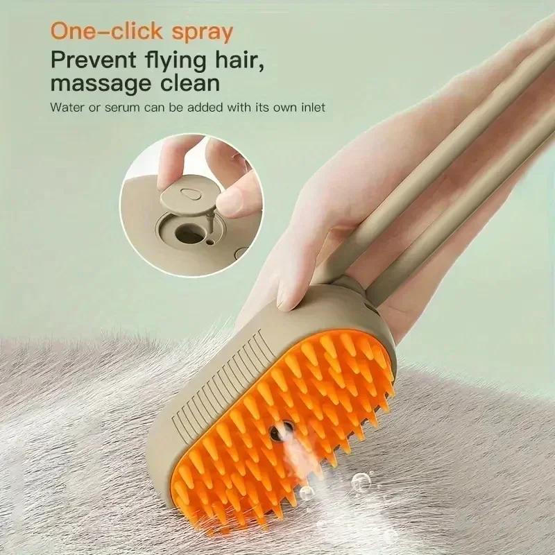 Cat Dog Pet Spray Massage Brush One Button Steam Spray Folding Rotatable Floating Hair Bath Hair Removal Brush Comb