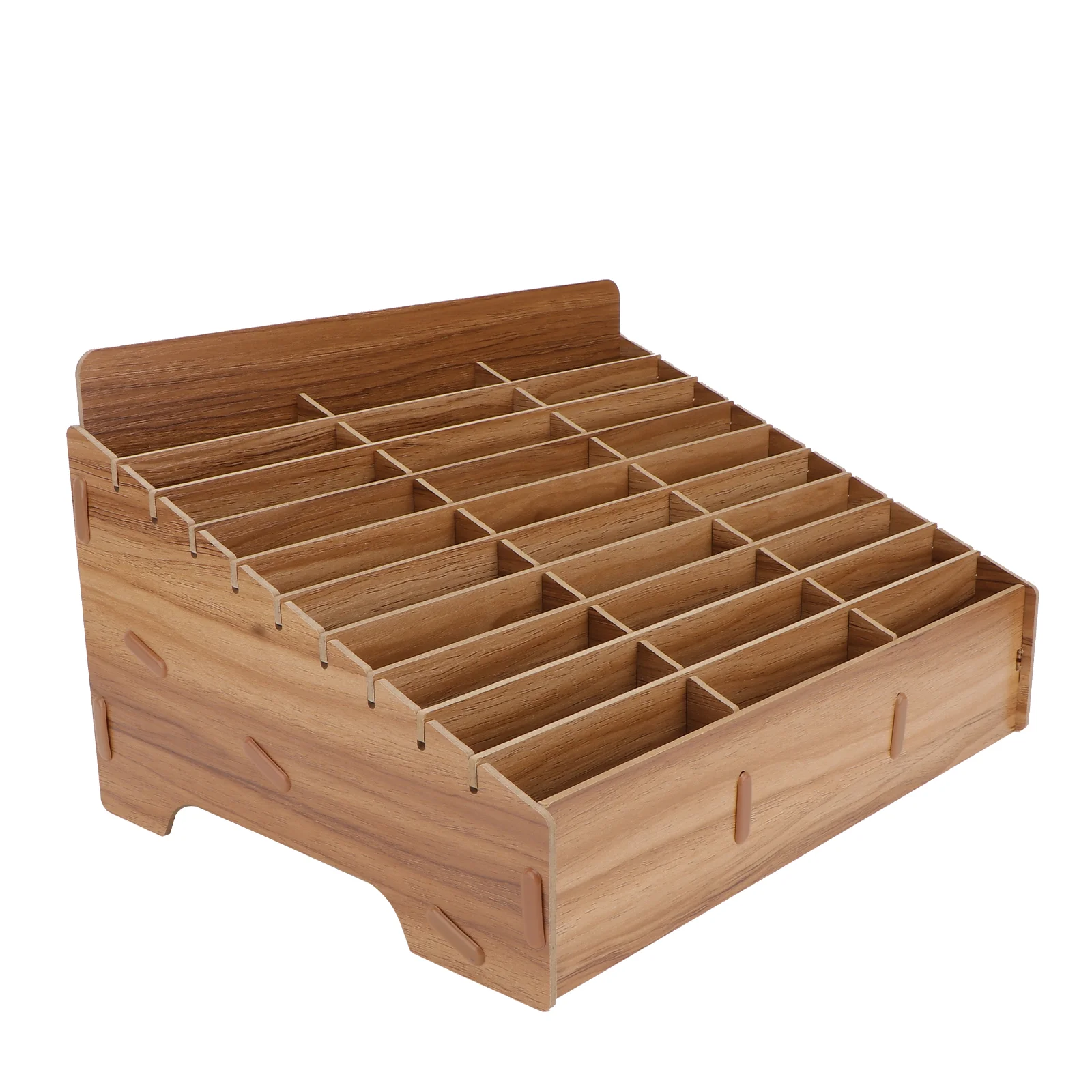 Phones Cellphone Mobile Storage Box Basket with Lid Holder Display Rack Temporary Desk Cable Brown Wooden Baskets