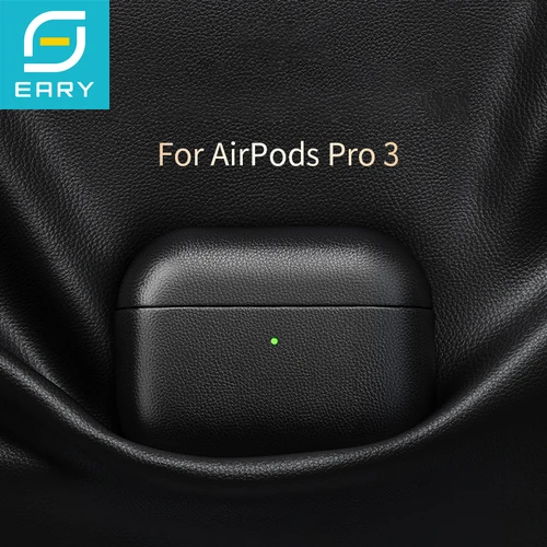 Funda protectora de cuero genuino Eary para AirPods Pro 3, funda duradera para auriculares para AirPods 3 Pro, funda protectora completa a prueba de golpes